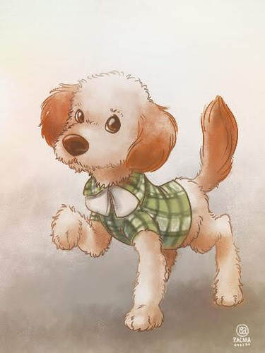 Harryboo, This is a portrait of my doggo Harry who's now over the rainbow bridge. Drawn by Patrick Acma, all by hand.