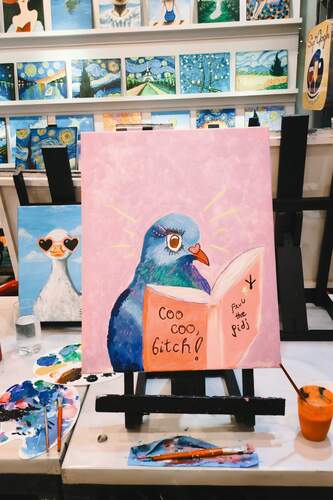 Coo Coo, Bitch!, on canvas!!!!!!! omg, I love her SO much! this is a self-portrait of Pruu, by Pruu! I made her at Sip &amp; Gogh in Eastwood with my mum! x